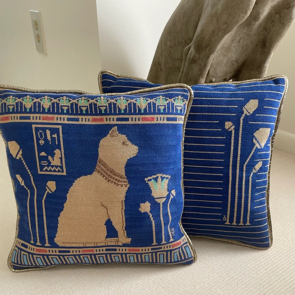 Accent Pillows Egyptian Design, 15 x 15 Reversible set of 2
